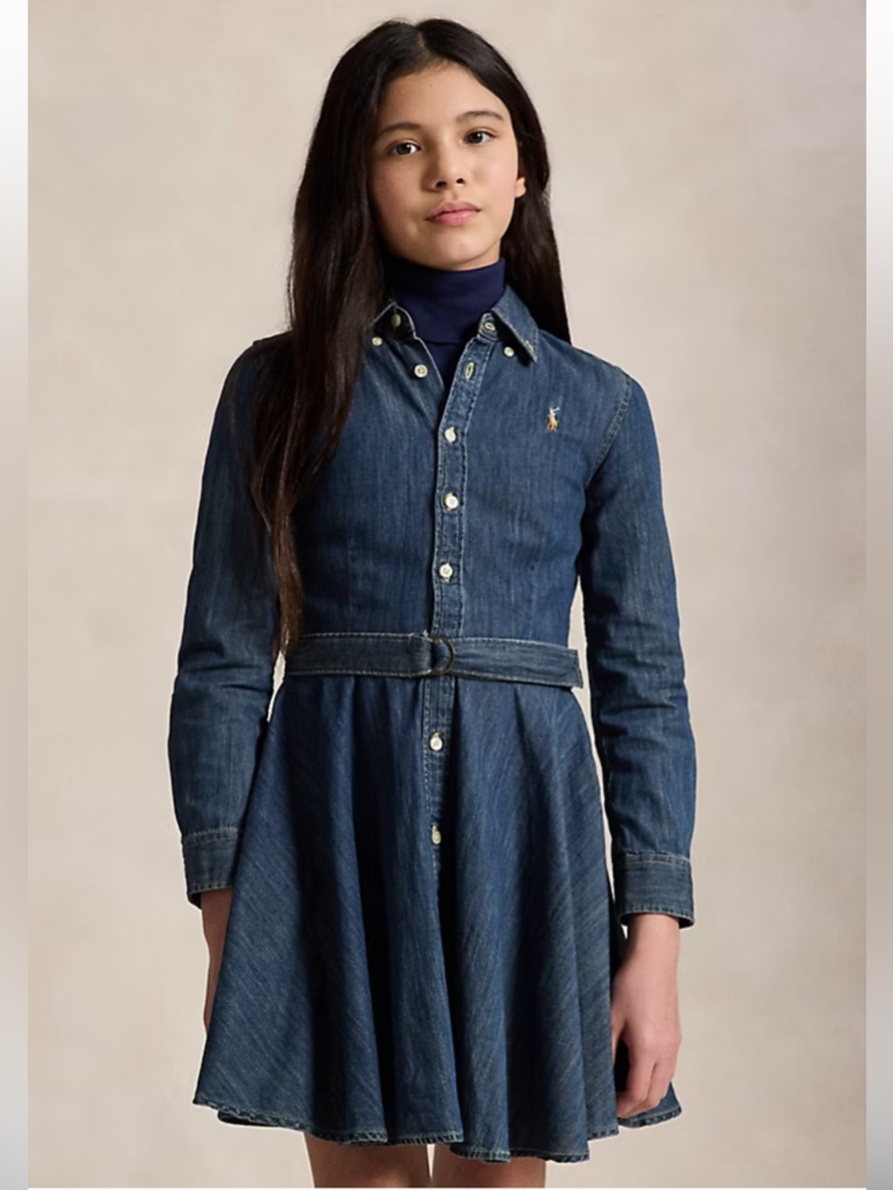 NWT Girls Size 8 100% Cotton Denim POLO Ralph Lauren Fit and Flare Twirl Dress